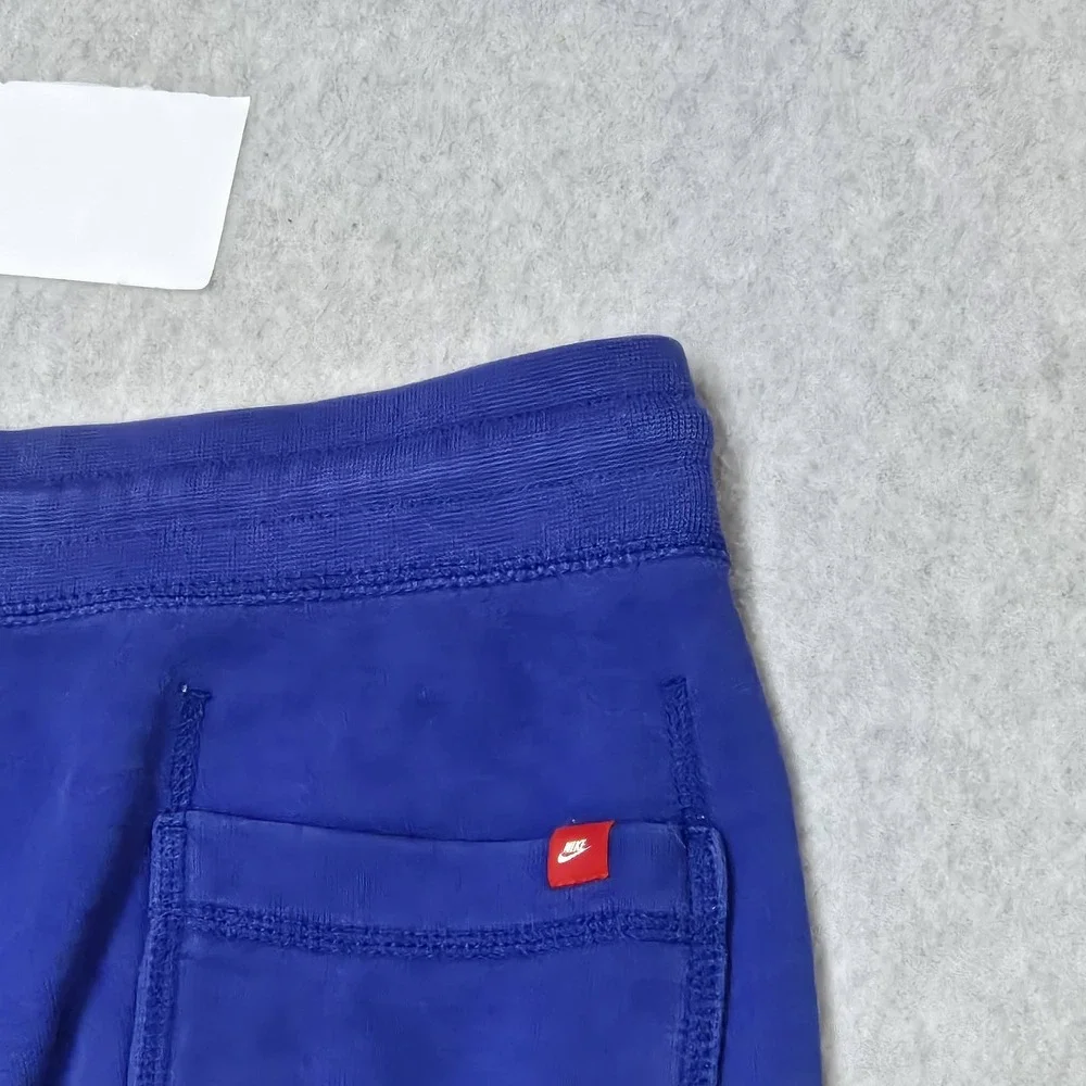 Nike Men Pants L Blue Embroidered Sweatpants Fleece Joggers READ